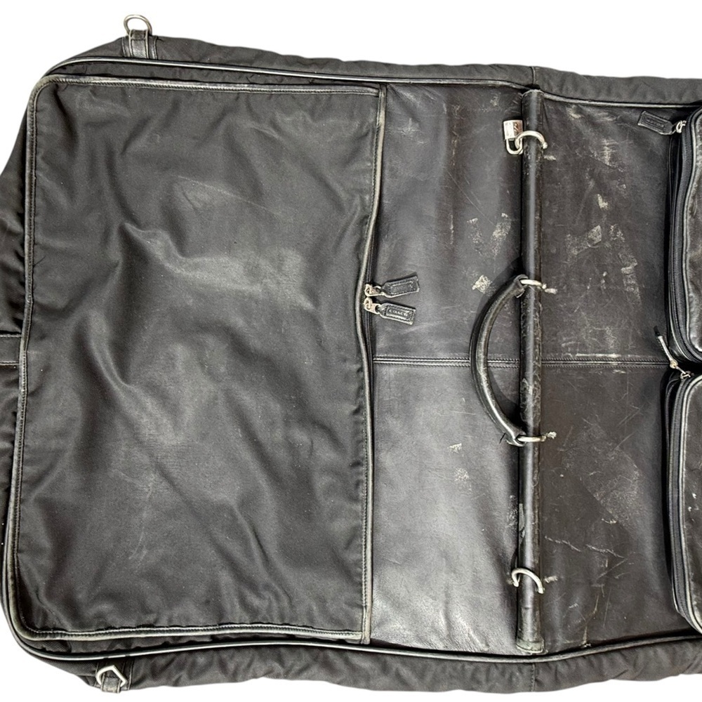 Vintage 1992 Coach Black Leather/ Canvas Garment Bag 5492 USA Made Travel Bag - Picture 9 of 16